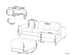 Beliani 5-Istuttava Kulmasohva Ja Rahi Kangas Vasenk. Beige Oslo New