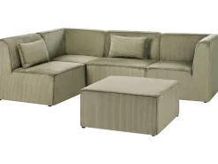 Beliani 4-Istuttava Kulmasohva Ja Rahi Vakosametti Oikeak. Tummanvihrea Lemvig Sale