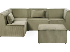 Beliani 4-Istuttava Kulmasohva Ja Rahi Vakosametti Oikeak. Tummanvihrea Lemvig Sale