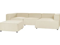 Beliani 3-Istuttava Kulmasohva Ja Rahi Pellava Vasenk. Beige Aprica Online