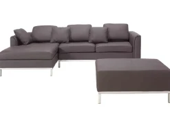 Beliani 5-Istuttava Kulmasohva Ja Rahi Nahka Oikeak. Ruskea Oslo Fashion