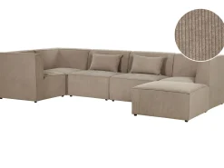 Beliani 5-Istuttava Kulmasohva Ja Rahi Vakosametti Oikeak. Ruskeanharmaa Lemvig Clearance