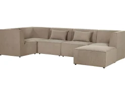 Beliani 5-Istuttava Kulmasohva Ja Rahi Vakosametti Oikeak. Ruskeanharmaa Lemvig Clearance