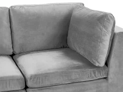 Beliani 4-Istuttava Kulmasohva Ja Rahi Sametti Oikeak. Harmaa Evja Cheap