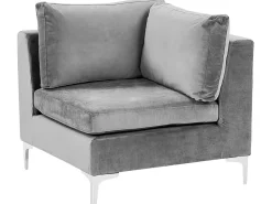 Beliani 4-Istuttava Kulmasohva Ja Rahi Sametti Oikeak. Harmaa Evja Cheap