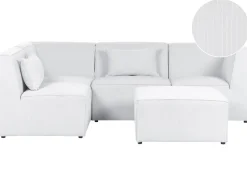 Beliani 4-Istuttava Kulmasohva Ja Rahi Vakosametti Oikeak. Luonnonvalkoinen Lemvig Clearance