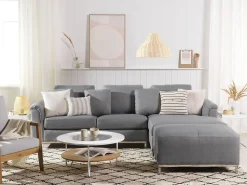 Beliani 5-Istuttava Kulmasohva Ja Rahi Kangas Vasenk. Vaaleanharmaa Oslo Clearance