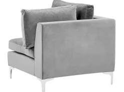 Beliani 5-Istuttava Kulmasohva Ja Rahi Sametti Vasenk. Harmaa Evja Fashion