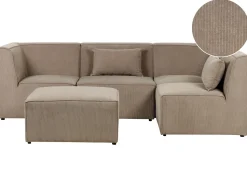 Beliani 4-Istuttava Kulmasohva Ja Rahi Vakosametti Vasenk. Ruskeanharmaa Lemvig Cheap