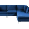 Beliani 4-Istuttava Kulmasohva Ja Rahi Sametti Vasenk. Laivastonsininen Evja Cheap