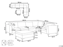 Beliani 6-Istuttava Kulmasohva Ja Rahi Sametti Vasenk. Harmaa Evja Hot