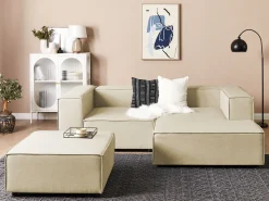 Beliani 2-Istuttava Kulmasohva Ja Rahi Pellava Vasenk. Beige Aprica Flash Sale