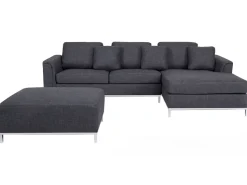 Beliani 5-Istuttava Kulmasohva Ja Rahi Kangas Vasenk. Tummanharmaa Oslo Cheap