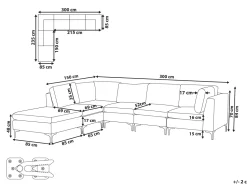 Beliani 5-Istuttava Kulmasohva Ja Rahi Sametti Oikeak. Harmaa Evja Store