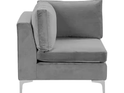 Beliani 5-Istuttava Kulmasohva Ja Rahi Sametti Oikeak. Harmaa Evja Store