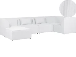 Beliani 5-Istuttava Kulmasohva Ja Rahi Vakosametti Vasenk. Luonnonvalkoinen Lemvig Online