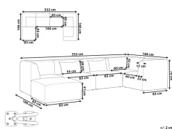 Beliani 5-Istuttava Kulmasohva Ja Rahi Vakosametti Vasenk. Luonnonvalkoinen Lemvig Online