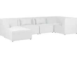 Beliani 5-Istuttava Kulmasohva Ja Rahi Vakosametti Vasenk. Luonnonvalkoinen Lemvig Online