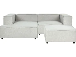 Beliani 2-Istuttava Kulmasohva Ja Rahi Pellava Oikeak. Vaaleanharmaa Aprica Store