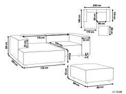Beliani 2-Istuttava Kulmasohva Ja Rahi Pellava Oikeak. Vaaleanharmaa Aprica Store