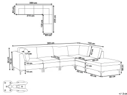 Beliani 5-Istuttava Kulmasohva Ja Rahi Sametti Vasenk. Laivastonsininen Evja Outlet