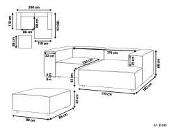 Beliani 2-Istuttava Kulmasohva Ja Rahi Pellava Vasenk. Vaaleanharmaa Aprica Flash Sale