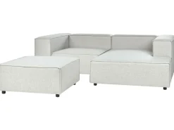 Beliani 2-Istuttava Kulmasohva Ja Rahi Pellava Vasenk. Vaaleanharmaa Aprica Flash Sale