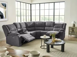 Beliani 5-Istuttava Kulmasohva Kangas Sahkosaadettava Usb-Portti Tummanharmaa Rokke Discount