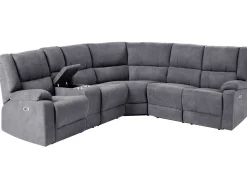 Beliani 5-Istuttava Kulmasohva Kangas Sahkosaadettava Usb-Portti Tummanharmaa Rokke Discount