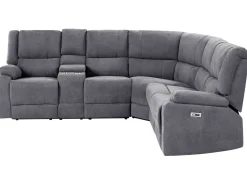 Beliani 5-Istuttava Kulmasohva Kangas Sahkosaadettava Usb-Portti Tummanharmaa Rokke Discount