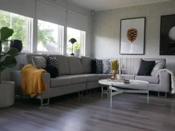 Beliani 6-Istuttava Kulmasohva Kangas Vasenk. Vaaleanharmaa Stockholm Sale