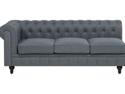 Beliani 6-Istuttava Kulmasohva Kangas Vasenk. Vaaleanharmaa Chesterfield Hot