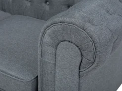 Beliani 6-Istuttava Kulmasohva Kangas Vasenk. Vaaleanharmaa Chesterfield Hot