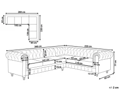 Beliani 6-Istuttava Kulmasohva Kangas Vasenk. Vaaleanharmaa Chesterfield Hot
