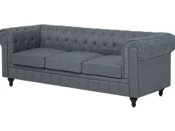 Beliani 6-Istuttava Kulmasohva Kangas Vasenk. Vaaleanharmaa Chesterfield Hot