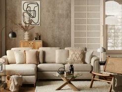 Beliani 4-Istuttava Kulmasohva Kangas Oikeak. Beige Oslo New