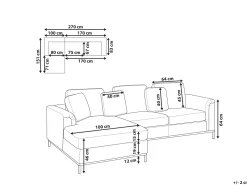 Beliani 4-Istuttava Kulmasohva Kangas Oikeak. Beige Oslo New