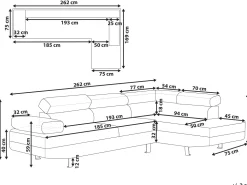 Beliani 5-Istuttava Kulmasohva Kangas Vasenk. Vaaleanharmaa Norrea Shop