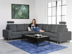 Beliani 6-Istuttava Kulmasohva Kangas Oikeak. Tummanharmaa Stockholm Best Sale