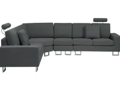 Beliani 6-Istuttava Kulmasohva Kangas Oikeak. Tummanharmaa Stockholm Best Sale