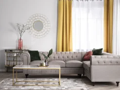 Beliani 6-Istuttava Kulmasohva Kangas Vasenk. Beige Chesterfield Online