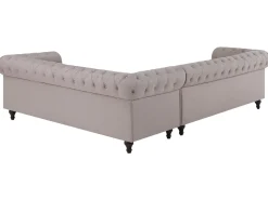 Beliani 6-Istuttava Kulmasohva Kangas Vasenk. Beige Chesterfield Online