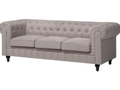 Beliani 6-Istuttava Kulmasohva Kangas Vasenk. Beige Chesterfield Online