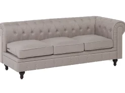 Beliani 6-Istuttava Kulmasohva Kangas Vasenk. Beige Chesterfield Online