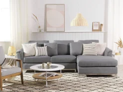 Beliani 4-Istuttava Kulmasohva Kangas Vasenk. Vaaleanharmaa Oslo Flash Sale