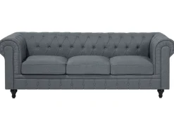 Beliani 6-Istuttava Kulmasohva Kangas Oikeak. Vaaleanharmaa Chesterfield Best