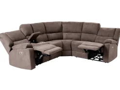 Beliani 5-Istuttava Kulmasohva Kangas Sahkosaadettava Usb-Portti Ruskeanharmaa Rokke Best