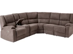 Beliani 5-Istuttava Kulmasohva Kangas Sahkosaadettava Usb-Portti Ruskeanharmaa Rokke Best