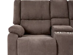 Beliani 5-Istuttava Kulmasohva Kangas Sahkosaadettava Usb-Portti Ruskeanharmaa Rokke Best