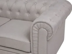 Beliani 6-Istuttava Kulmasohva Kangas Oikeak. Beige Chesterfield Hot